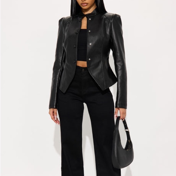 Fashion Nova Jackets & Blazers - Fashion Nova Faux Leather Demi Jacket